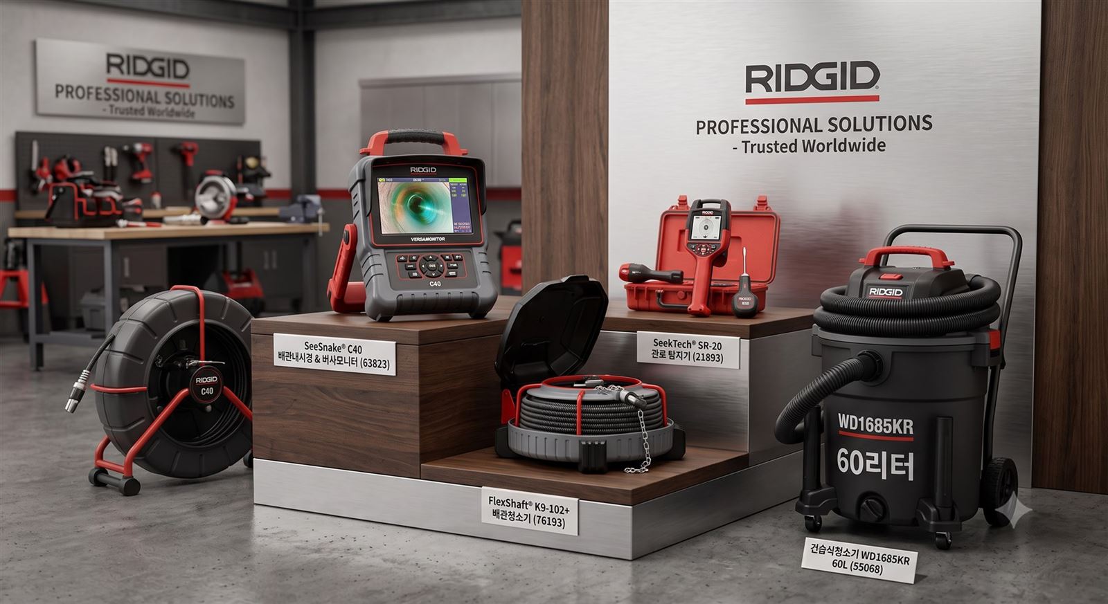 RIDGID 정품 하수구 전문 장비 세트
