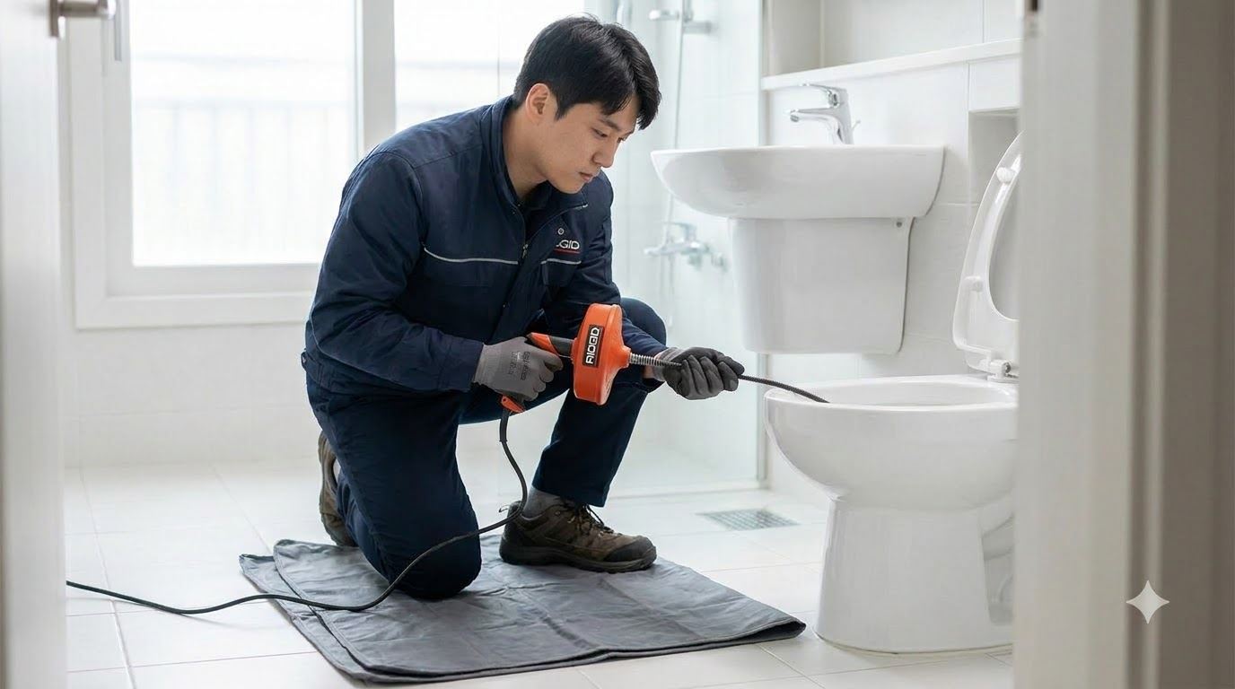 변기막힘 뚫음 작업